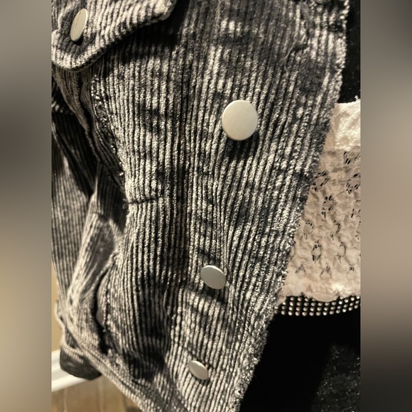 Distressed Gray Corduroy Studded Denim Jacker - A must for Summer! - Picture 6 of 17